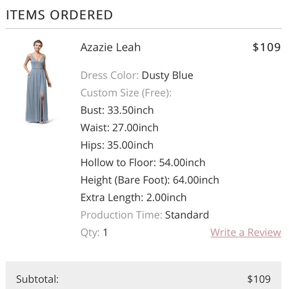 Dusty Blue Azazie Bridesmaid Dress - Picture 4 of 6